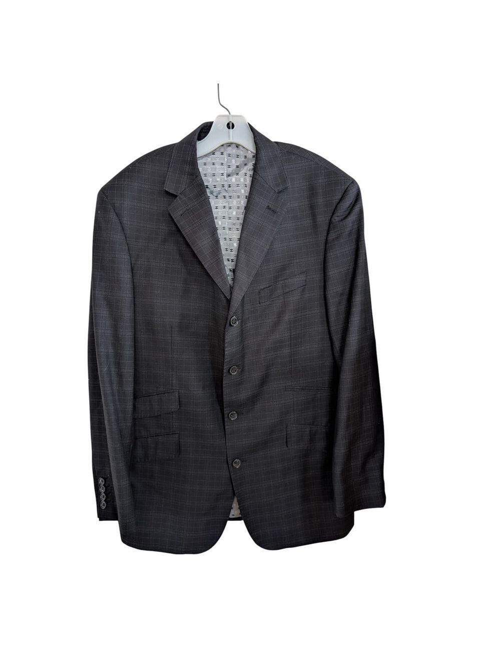 Mecca Victor Superior 150s Tech 4 Button Black Plaid Sport Coat Mens Sz 42R
